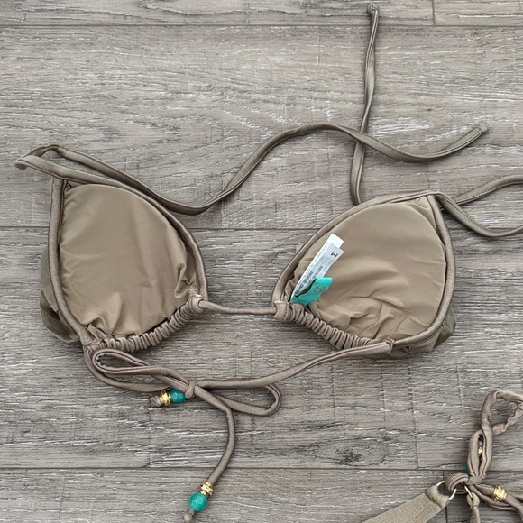 Women’s Ruffle Triangle Bikini Set in Taupe - Picture 4 of 10